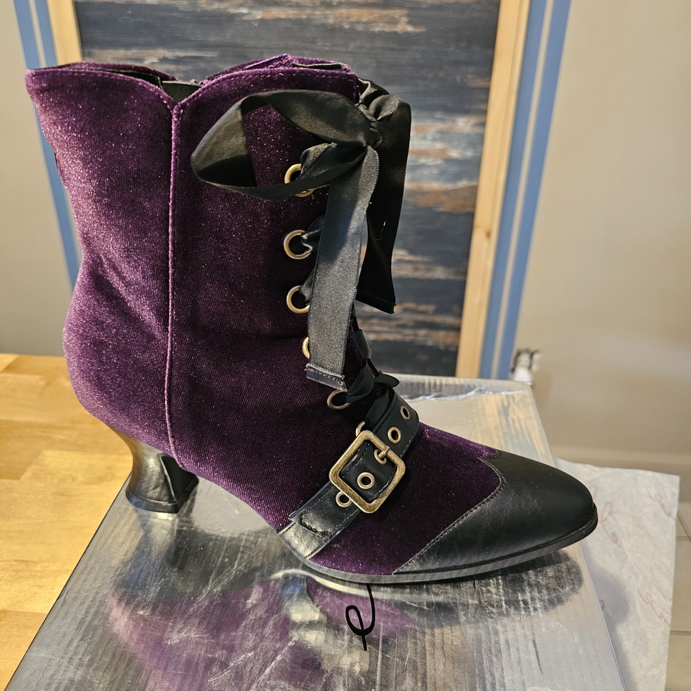 Elegant Purple and Black Women's Ankle Boots By ELLIE - Picture 10 of 10